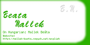 beata mallek business card
